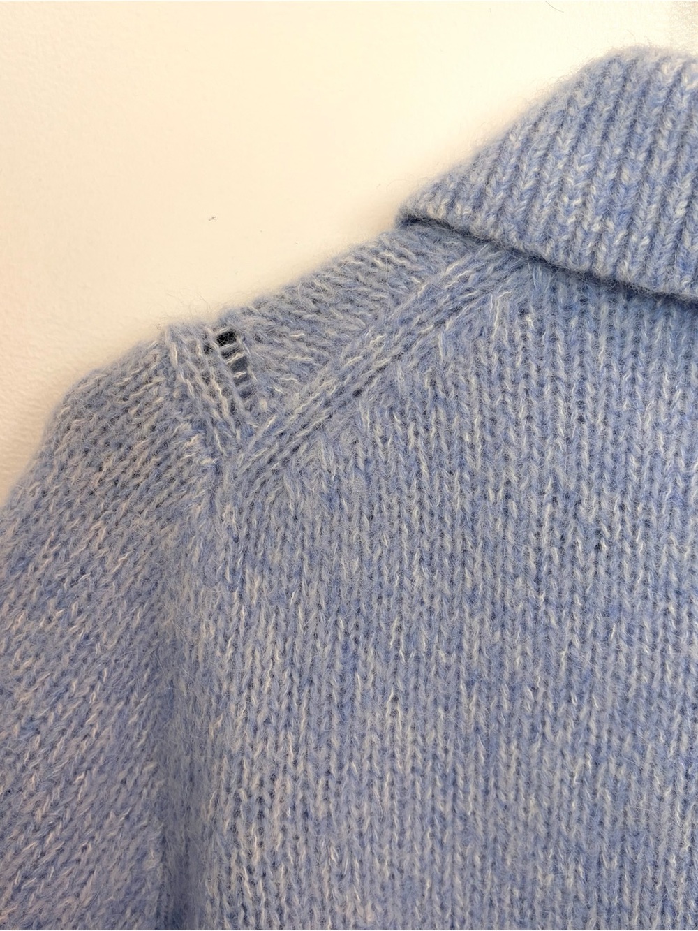COS Alpaca Wool Blend Light Blue Short Sleeve Sweater Cardigan Women Size S - Picture 7 of 12